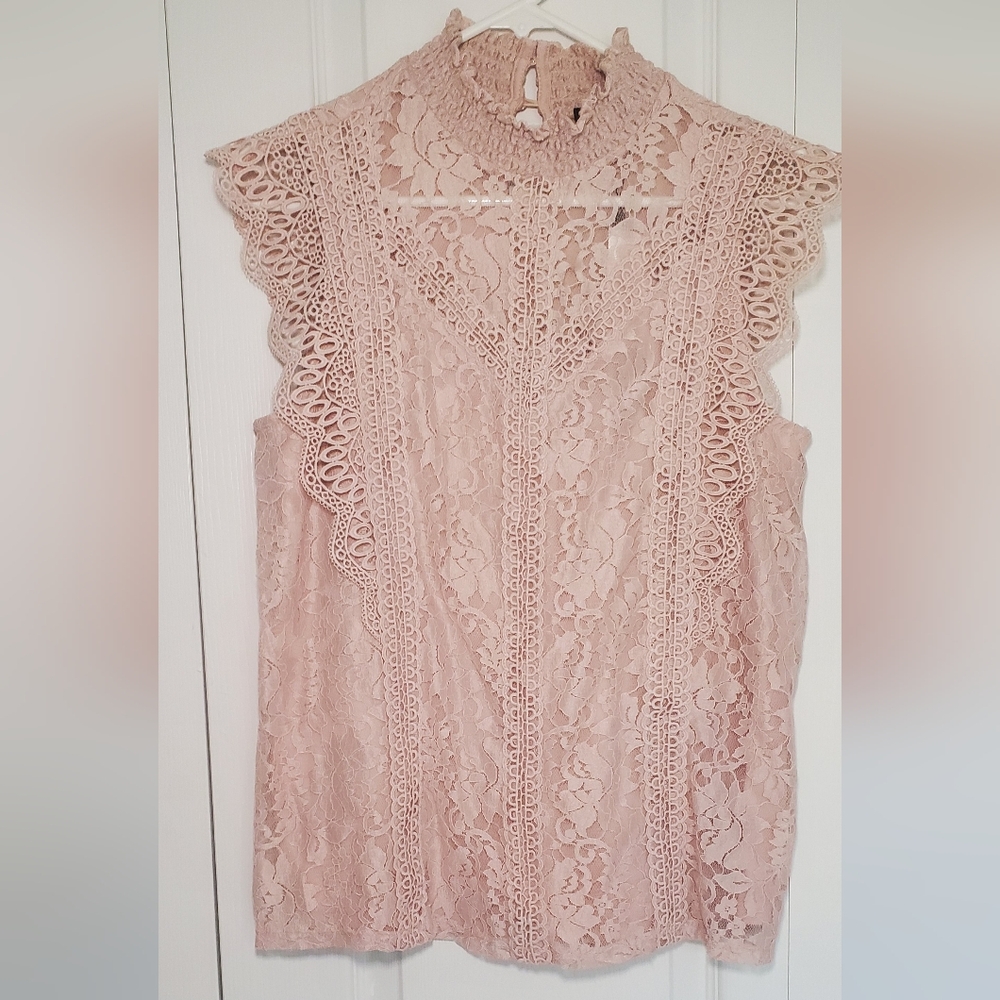 Lacey Pink Sleeveless Top, Cable & Gauge